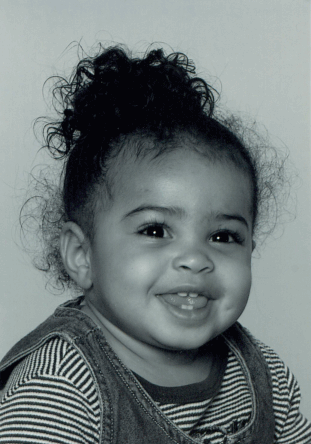 Black and white picture of toddler